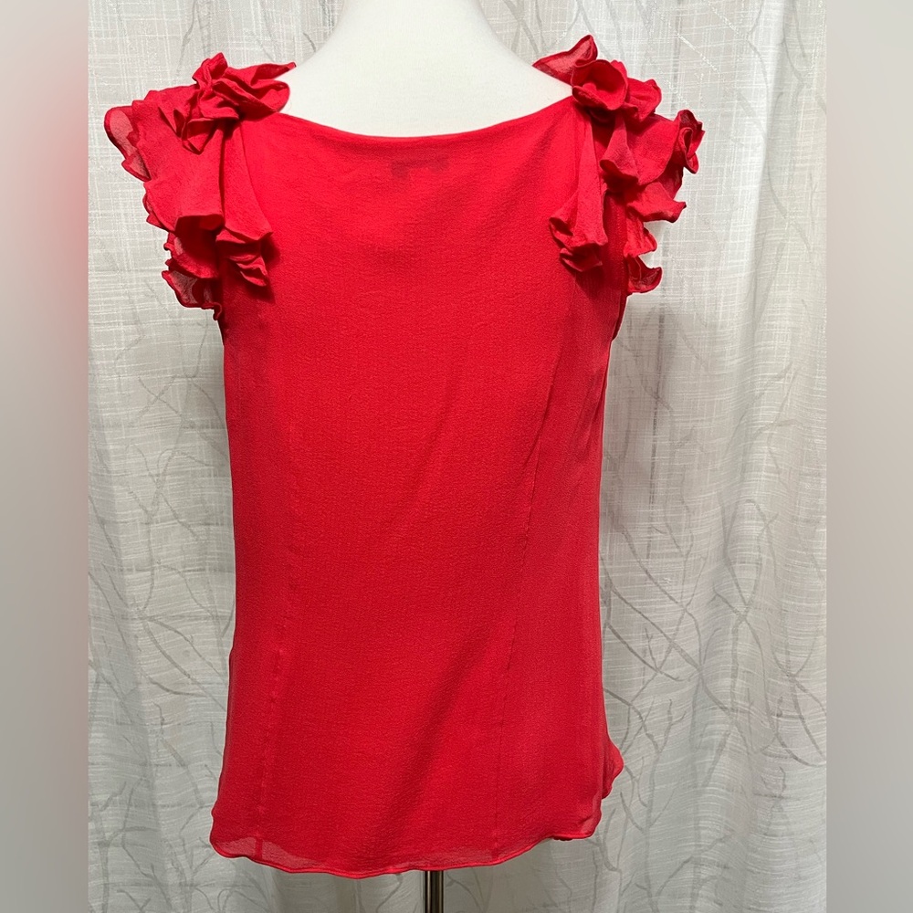 Leifsdottir Coral Silk Ruffle Sleeve Blouse - Picture 5 of 6
